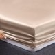 Satin Sheets Queen Silky Soft Satin Bed Sheets Amber Beige Satin Sheet Set, 1 Deep Pocket Fitted Sheet + 1 Flat Sheet + 2 Pillowcases