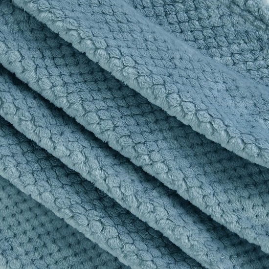 Waffle Textured Slate Blue Fleece Blanket, Super Soft and Warm 50x70 inches Throw Blanket for Couch, Cozy, Fuzzy and Lightweight