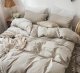 Bedding Duvet Cover Set 100% Washed Cotton Linen Like Textured Breathable Durable Soft Comfy (Tannish Linen Grey, Queen)