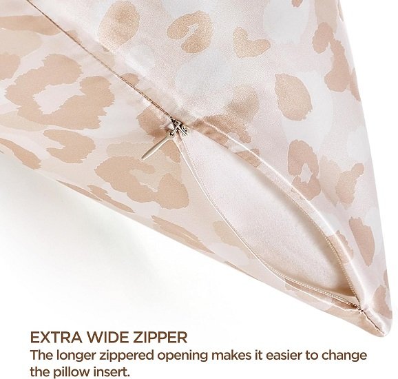 100% Mulberry Silk Pillowcase for Hair and Skin,Khaki Leopard Silk Pillow Case with Hidden Zipper,Standard Size Single Pack,20x26 Inches